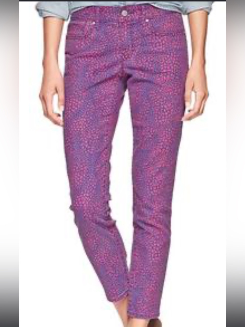 GAP WOMENS 1969 PURPLE BLUE ANIMAL PRINT JEANS SIZE 30